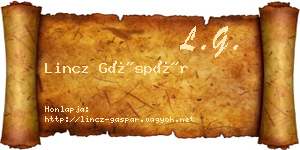 Lincz Gáspár névjegykártya